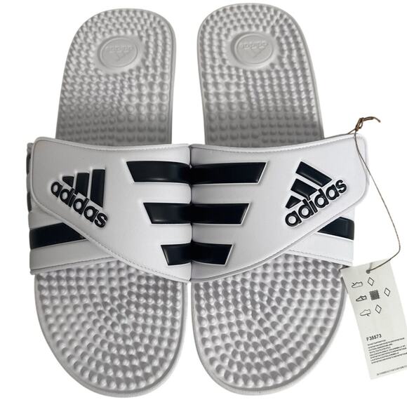 NWB Adidas Adissage Mens White and Black Slide Sandal Size 16 - Picture 6 of 6